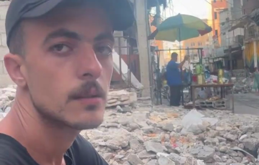 Thumbnail preview image for the video titled: "We recite poetry, which is our heritage and history, amid the sounds of war machines"