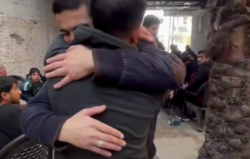 Thumbnail preview image for the video titled: Journalist Muhammad Imad Al-Sultan hugging Anas after being liberated from Israeli jail