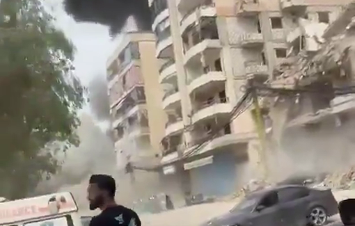 Thumbnail preview image for the video titled: Israeli airstrikes on southern suburb of Beirut, Lebanon in a new ceasefire violation