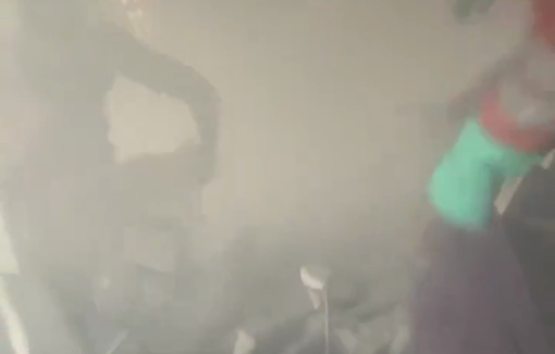 Thumbnail preview image for the video titled: Rescuers brave Israeli threat and free a wounded man stuck under the rubble of bombed school