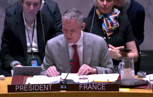 Thumbnail preview image for the video titled: UN Security Council addresses the Israeli massacre of Palestinian Red Crescent crew