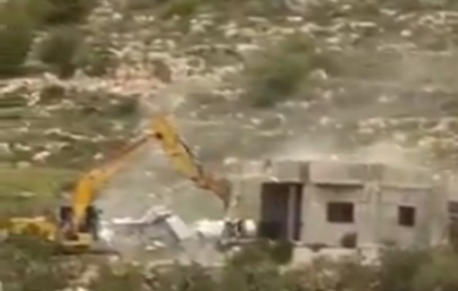 Thumbnail preview image for the video titled: Israeli forces demolished a home in Wadi Fukin after beating their resident, and killing the owner Gazzi Badr Manasra
