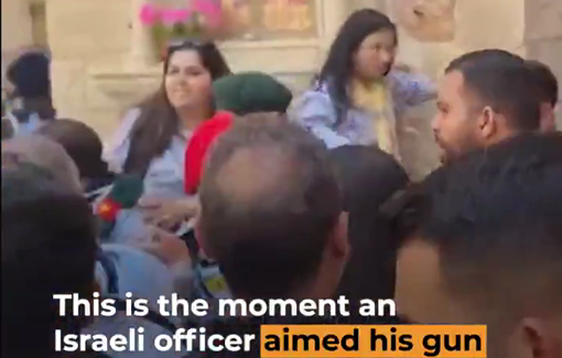 Thumbnail preview image for the video titled: Israeli forces threatened Christians trying to celebrate Easter in Jerusalem