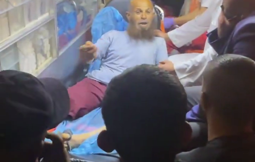 Thumbnail preview image for the video titled: Saeed al-Amour is free after bieing shot him in the leg outside his home by settlers and detained in hospital