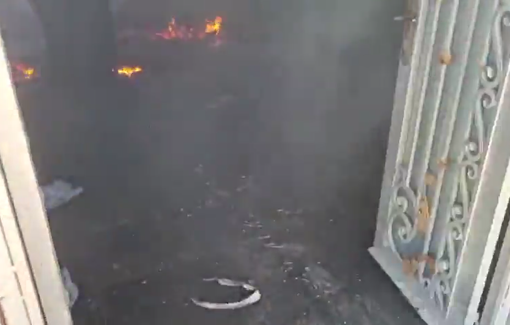 Thumbnail preview image for the video titled: Israeli settlers set fire to the home of Wael Ghafir before soldiers killed him with a tear gas canister