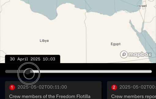 Thumbnail preview image for the video titled: Cartographic tracker of the Gaza Freedom Flotilla the day of the attack by Forensic Architecture