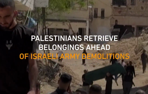 Thumbnail preview image for the video titled: Israeli soldiers arrested around 300 Nur Shams resident while they tried to retrieve their beloongings