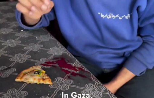 Thumbnail preview image for the video titled: This isn't ketchup on this pizza. It's the blood of Palestinians