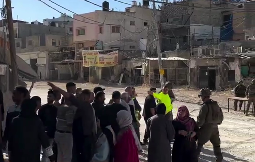 Thumbnail preview image for the video titled: Israeli soldiers harassing Nur Shams residents retrieving belongings before demolitions