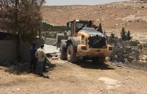 Thumbnail preview image for the video titled: Israeli bulldozers erased an animal pen in Sha'ab al-Butum
