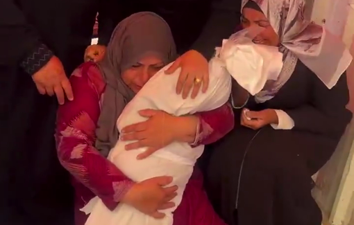 Thumbnail preview image for the video titled: Family mourns their child killed in Israeli night bombing of their house