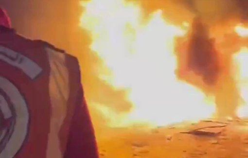 Thumbnail preview image for the video titled: First responders put out fire at the Indonesian Hospital after Israel struck its generators