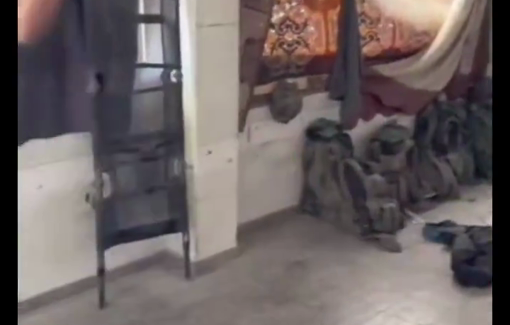 Thumbnail preview image for the video titled: Israeli soldier plays on a swing inside the home of a displaced/murdered Palestinian family