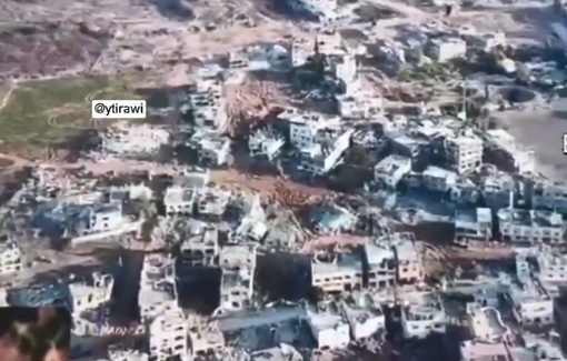 Thumbnail preview image for the video titled: IDF blowing up residential blocks in Beit Lahia