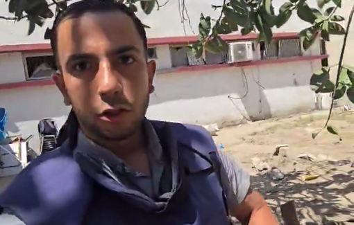 Thumbnail preview image for the video titled: Again, Israel murders journalist in the courtyard of Al-Ahli hospital