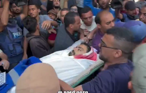 Thumbnail preview image for the video titled: Funeral procession for journalists killed by Israel on the sacred day of Arafa