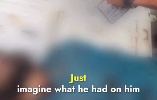 Thumbnail preview image for the video titled: Father and son killed by Israel with only a handful of scraps of rice in his pocket