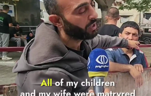 Thumbnail preview image for the video titled: Israel killed his wife and children while he was out fetching food for them