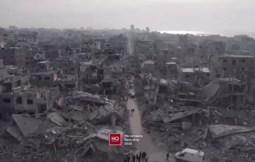 Thumbnail preview image for the video titled: Aerial view of the Al-Shati camp's extensive destruction