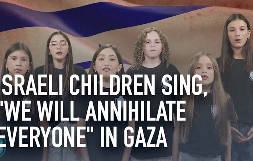 Thumbnail preview image for the video titled: Israeli children singing genocidal song