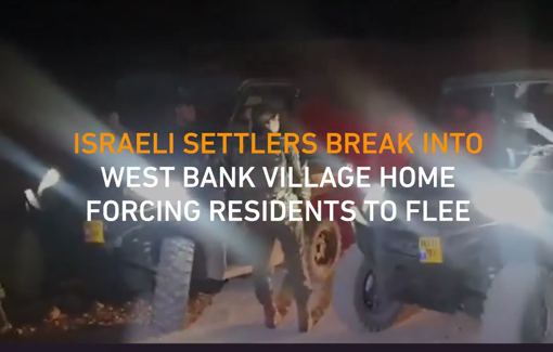 Thumbnail preview image for the video titled: Israeli settlers backed by soldiers broke into a home in Mu’arajat al-Sharqiya forced the family living there to flee