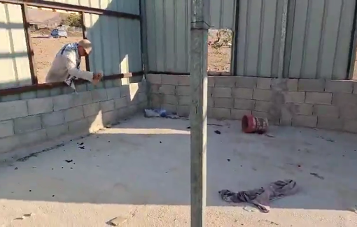 Thumbnail preview image for the video titled: Israeli settler Zohar Sabah started building in a private building in the community of Mu'arajat