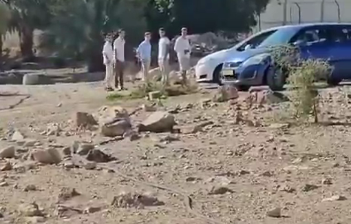 Thumbnail preview image for the video titled: Israeli Settlers harass the Arab/Bedouin Al-Kaabneh Elementary in Mu'arrajat