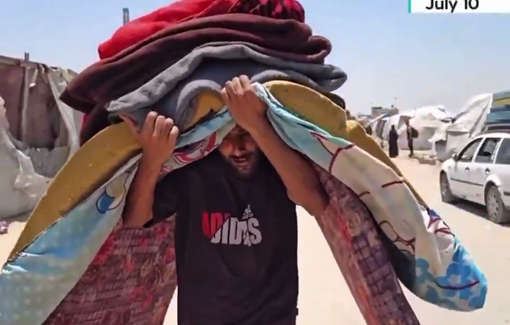 Thumbnail preview image for the video titled: Forced to flee, then bombed again: the cycle of displacement in South Gaza