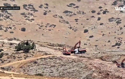 Thumbnail preview image for the video titled: Israeli forces bulldozing Palestinian land to establish a military post in southern Raba village