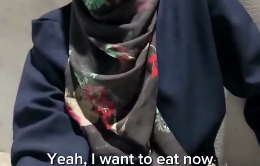 Thumbnail preview image for the video titled: Lone displaced woman didn't eat in five days