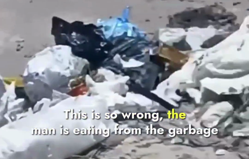 Thumbnail preview image for the video titled: Man eats scraps from trash as food completely disappears from the market