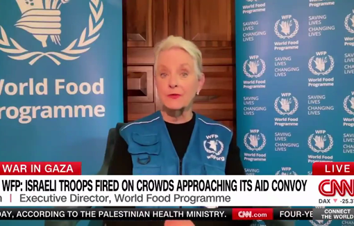 Thumbnail preview image for the video titled: WFP Chief Cindy McCain describes how Israel killed over 60 aid-seekers in northern Gaza on July 20