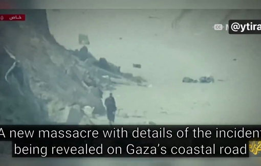 Thumbnail preview image for the video titled: Jazeera release footage showing Israeli soldiers executing civilians attempting to return home to north Gaza and buring their corpses right after