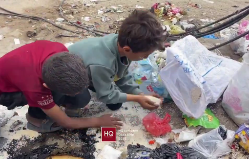 Thumbnail preview image for the video titled: Children scoop up spilled rice