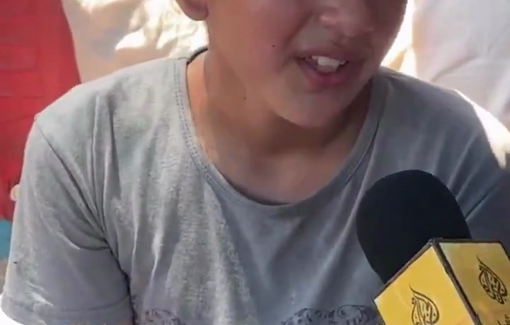 Thumbnail preview image for the video titled: Child Layan weeps the loss of her grandfather, the last provider for her family