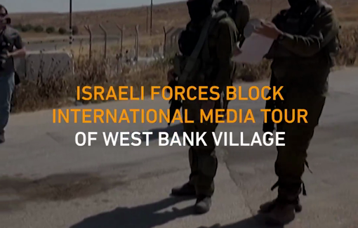 Thumbnail preview image for the video titled: Israeli forces blocked journalists from entering Tuwani, the village of Oscar-winning Palestinian director Basel Adra