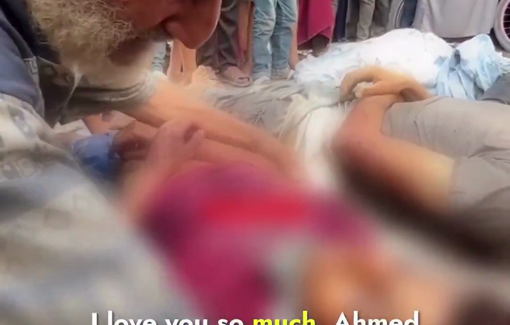 Thumbnail preview image for the video titled: Father mourns his child Ahmad killed on aid entry route during Israel's 'humanitarian pause"