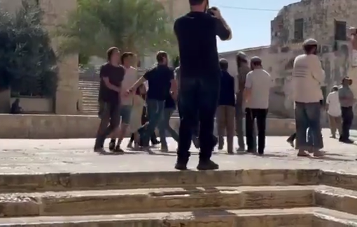 Thumbnail preview image for the video titled: Jews desecrate Al-Aqsa Mosque, sing and dance