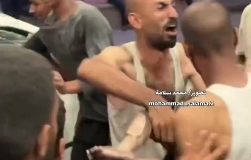 Thumbnail preview image for the video titled: Injured children taken to hospital after Israeli night strike on Faysal school