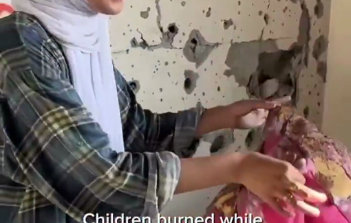 Thumbnail preview image for the video titled: Children burned and killed in their sleep by Israeli strike on Faysal school