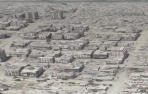 Thumbnail preview image for the video titled: French airdrop footage reveals the scale of mass destruction of Gaza