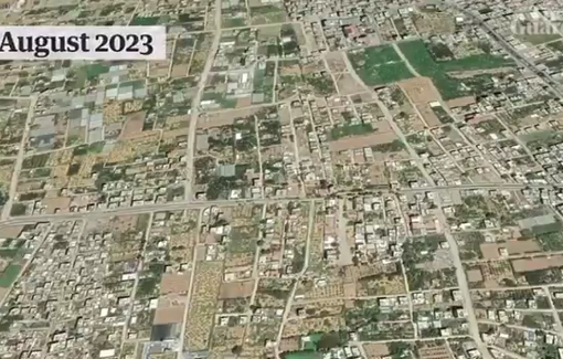 Thumbnail preview image for the video titled: Mass destruction of central and northern Gaza filmed from the sky