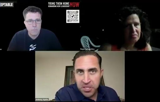 Thumbnail preview image for the video titled: Anthony Aguilar on unXeptable: GHF / UG Solutions refuses to put up signs or barriers. They prefer the IDF gunfires