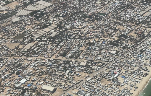 Thumbnail preview image for the video titled: Aerial view of Israel's mass destruction of northern Gaza