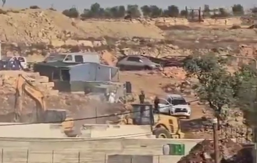Thumbnail preview image for the video titled: Israeli bulldozers demolish a Palestinian-owned property in the village of Qalandia in occupied Jerusalem