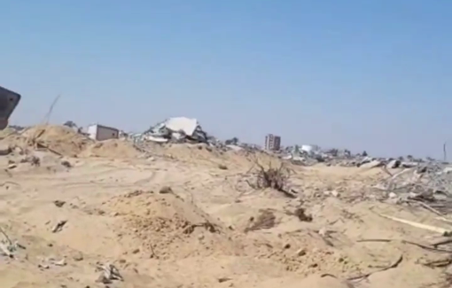 Thumbnail preview image for the video titled: Soldier mocks the destruction of Rafah with an Arab accent