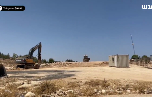 Thumbnail preview image for the video titled: Israeli excavators works on Palestinian land in the town of Turmus Ayya, north of Ramallah,