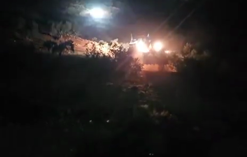 Thumbnail preview image for the video titled: Israeli regime forces have been conducting a mass uprooting of trees in the Palestinian village of Al-Mughayyir