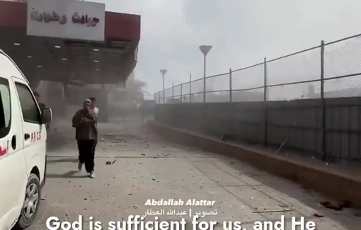 Thumbnail preview image for the video titled: Panic following direct Israeli double tap strike on Nasser hospital