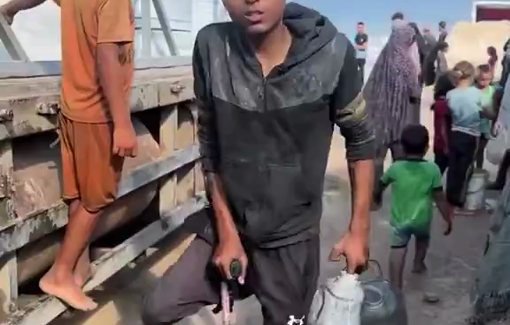 Thumbnail preview image for the video titled: Wounded boy has to fend for himself to secure water